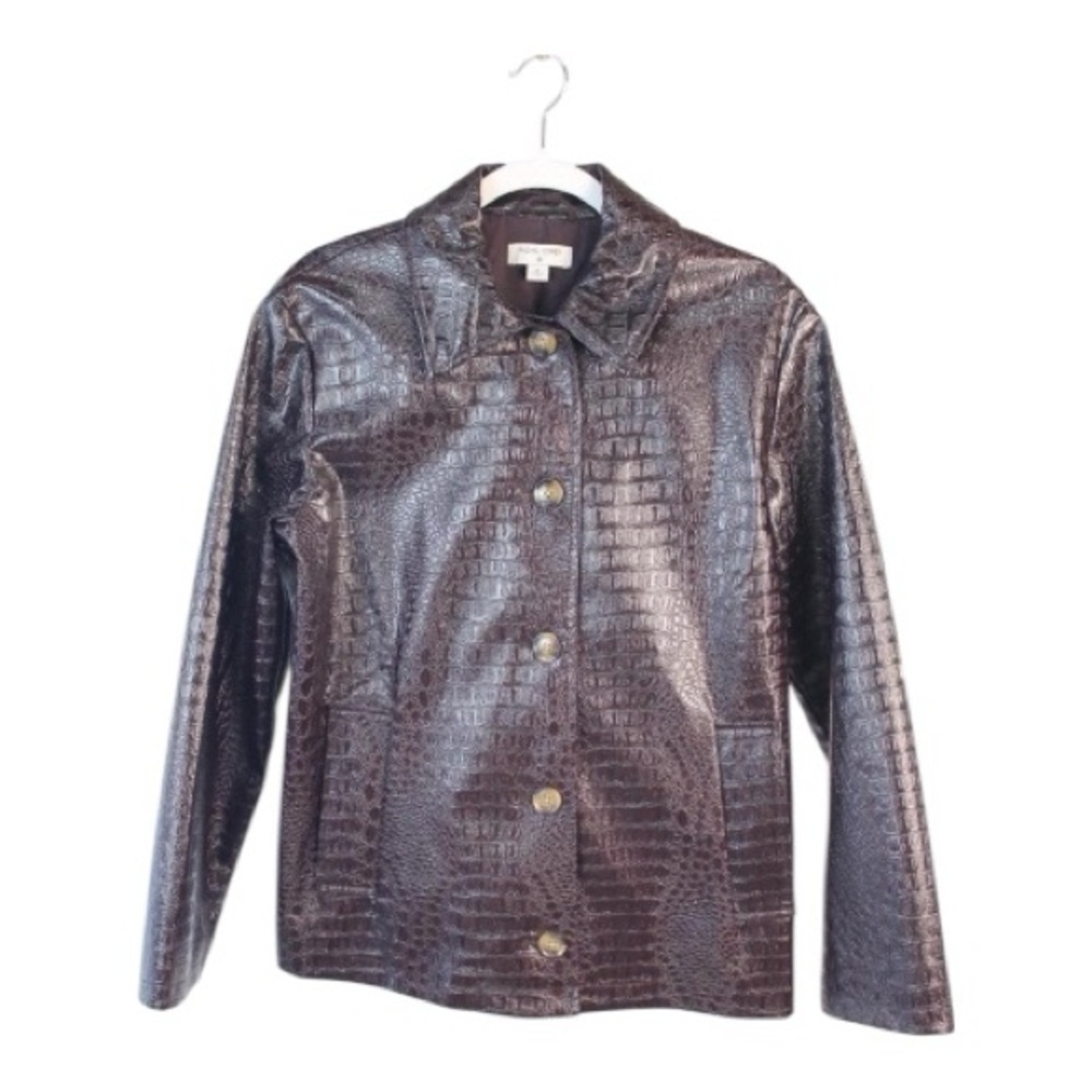 Rachel Comey x Target Faux Croc Leather Jacket Y2K Brown XS | Like New - Picture 6 of 9